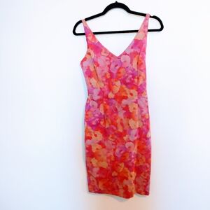 Ticci Tonette floral pink dress fully lined.  Size small. Higher neckline, lower